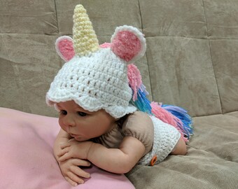 crochet unicorn hatunicorn outift photo propsnewborn unicorn outfitnewborn photo props