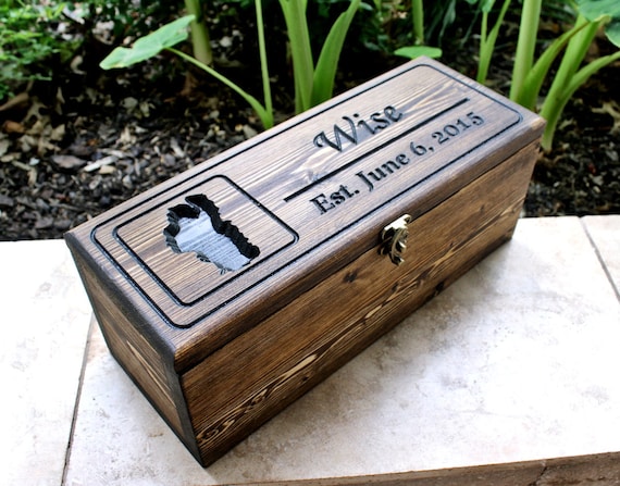 Personalized Wine Bottle BoxWedding wine boxWine Box-Lake