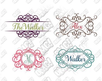 Swirly Decorative Frame Monogram svg dxf eps jpeg format layered cutting files download clipart die cut decal vinyl cutter cricut silhouette