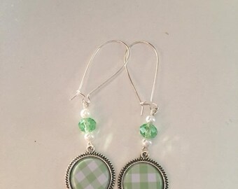 gingham vintage Silver earrings