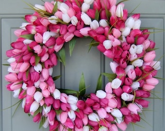 Spring Wreath - Spring Tulip Wreath - Spring Door Wreath