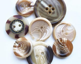 eco friendly swirling chocolate carmel candy bar colors buttons--mixed lot of 8