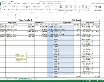 Tasks TimeCard with Reports