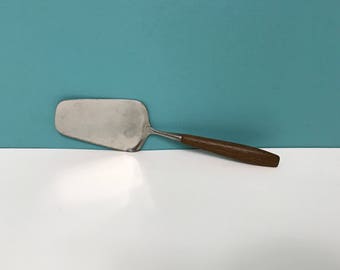 Vintage Cake or Cheese Slicer and Server Stainless and Wood Made in Norway