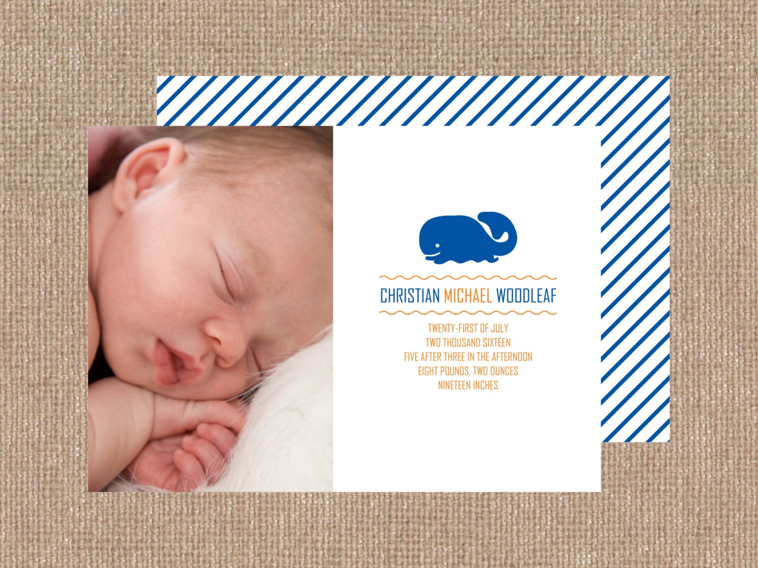 Christian birth announcement baby boy announcement double