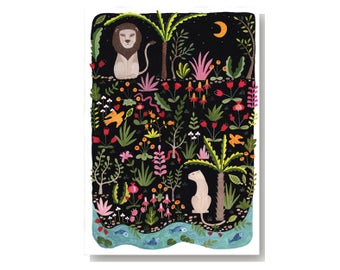 The Lion And The Lioness A4 Giclee Art Print