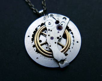 Watch Parts Pendant "Delta" Cosmic Alien Delicate Beautiful Mechanical Watch Sculpture Necklace Industrial Steampunk Art Mechanical Mind