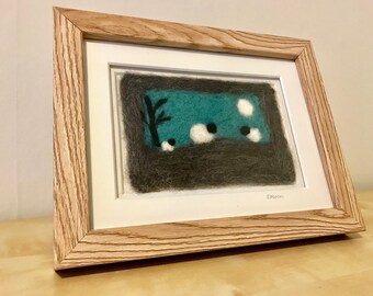 Family of sheep needle felted picture