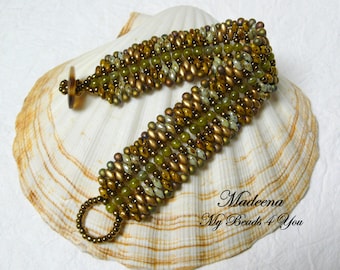 SuperDuo Beaded Bracelet, Beadwork Bracelet, Cuff Bracelet, Seed Bead Bracelet, Beadwoven, Embellished Bracelet, Jewelry Gift, SuperDuo