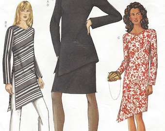 Womens Asymmetrical Diagonal Hem Dress or Tunic, Skirt & Pants Vogue Sewing Pattern 7525 Size 14 16 18 Bust 36 38 40 UnCut