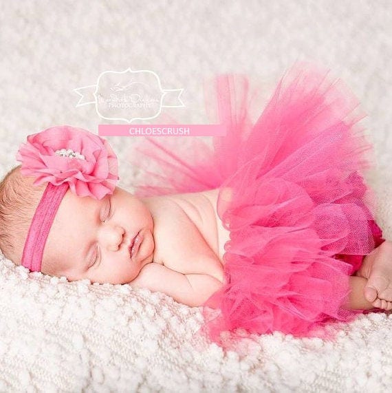 Hot pink Newborn tutu Infant Baby Girl Tutu WITH coordinating