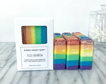 Rainbow Soap - Cold Process Soap - Yuzu Rainbow Soap - Handmade Soap - Natural Soap - Decorative Soap - Bar Soap - Moisturizing Soap
