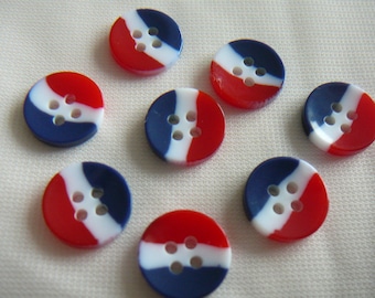 SET of lights buttons Navy / white / orange - new 8, 4 holes