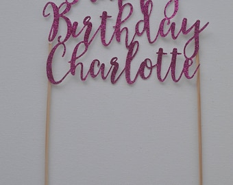 Happy Birthday glitter cake topper