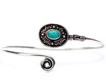 Boho Tribal Bangle Turquoise Gemstone Bracelet Adjustable Gift Boxed + Giftbag + Free UK Delivery WBB3