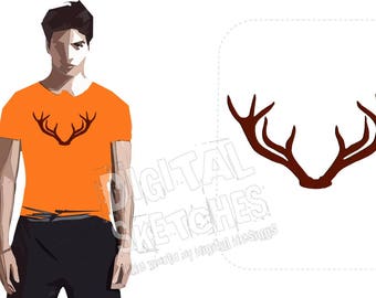 Deer Head Antlers Machine Embroidery Design Christmas 4 Sizes