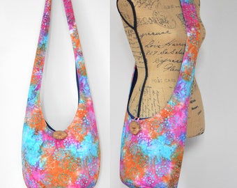 Hobo Bag Boho Bag Crossbody Bag Bag Sling Bag Bohemian Purse Batik Hobo Purse Hippie Bag Boho Purse Handmade Purse Fabric Purse Slouch Bag