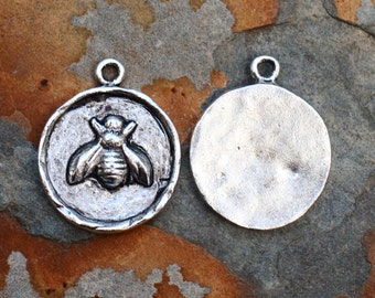 1 Antique Silver Bee Charm 24x20mm Nunn Designs