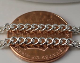 NEWnew 10 ft Sterling Silver Plated SOLDERED FACET sturdy Chunky Curb Chain - 2.7mm width Solder link - with Free Matching Jumpring (10 pcs)