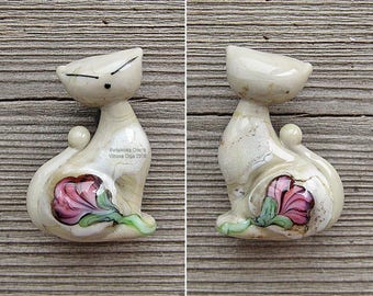 Pretty Kitty focal lampwork bead