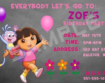 Dora the Explorer Birthday Party Invitation Digital Version