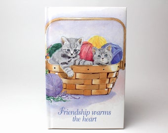 Vintage Kittens in Yarn Basket Journal Mary Maguire - Graceline Love Marks - Friendship Warms the Heart Cat Bible Verses Christian Diary