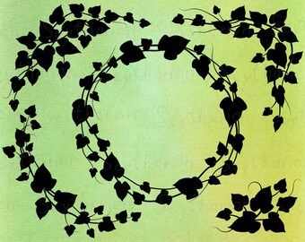 Ivy Wreath svg | 5 wreaths, wreath clipart, wreath leaves monogram frame circle set vector christmas garden wedding | eps png svg files