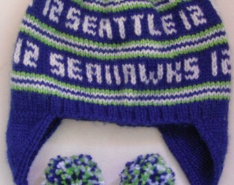 Seattle Seahawk Knit Ear-Flap Hat *AVAILABLE NOW*