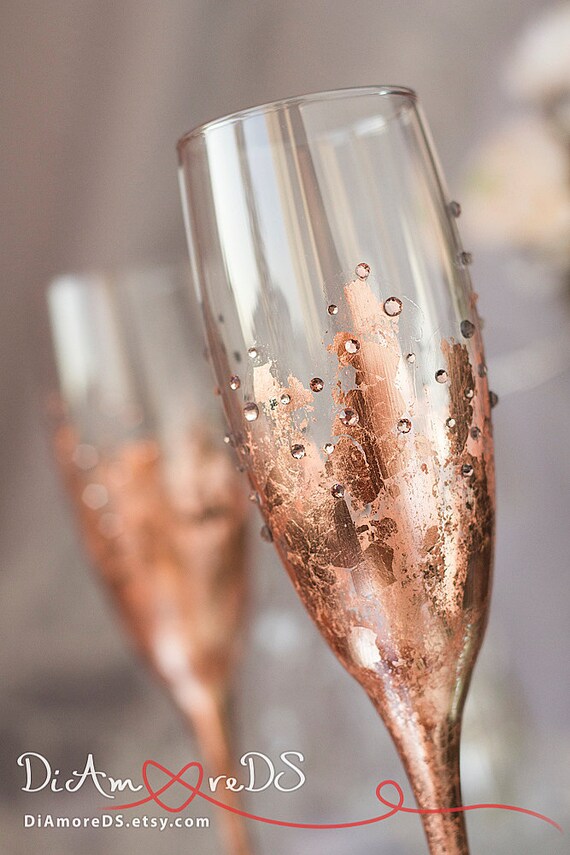 Rose Gold Wedding Toasting Flutes Personalized Wedding