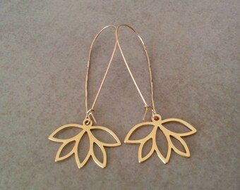 Flower Earrings, Long Earrings, Long Flower Earrings, Gold Earrings, Gold Flower, Flower Jewelry, Wedding Jewellery, Gift Earrings, HilaAssa