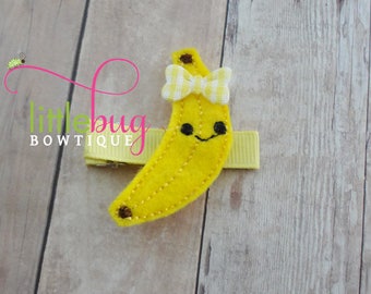 Banana, Banana Hair Clip, Banana Hair Bow, Banana Barrette, Girl Hair Clip, Baby Hair Clip, Toddler Hair Clip, Birthday, Wool Felt, Gift