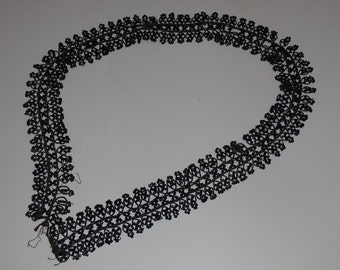 Vintage Antique 1880 Victorian French jet beaded trim, fringes/adornment, 87 cm