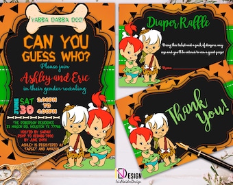 The Flintstones gender reveal, Pebbles gender reveal Invitation, Pebbles Invitation, Flintstones Invitation, gender reveal, Bam Bam Pebbles