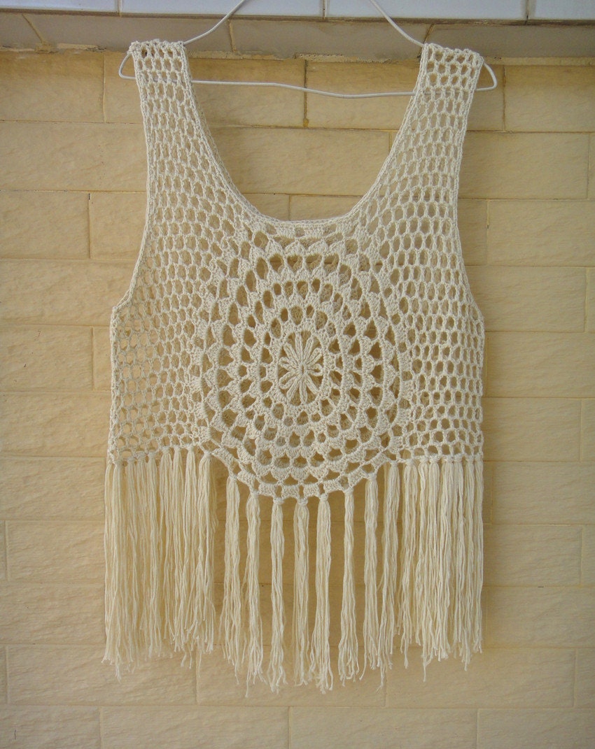 Fringe Crochet Vest Boho Hippie Festival Top