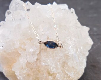 Sapphire Marquise Bracelet, Blue Sapphire, Sapphire Marquise, September Birthstone, Sterling Silver or Oxidized