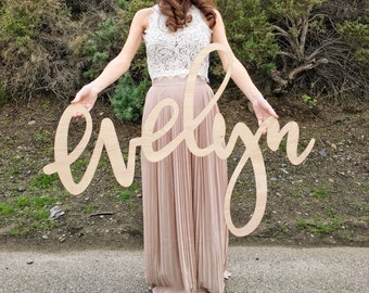 Large Laser Cut Wood Name Sign