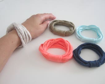 T-shirt yarn bracelet, hippie bracelet, yarn bracelet, yarn jewelry, simple bracelet, women bracelet, eco-friendly bracelet