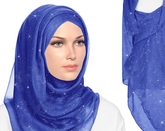 4 Shimmer viscose hijabs in different color combinations.