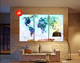 canvas map of the world print on canvas canvas map of the world print art artwork large world map Print home office decoration