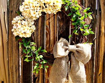 Rustic Hydrangea Wreath, floral wreath, Door Wreath, Wreaths, summer wreath, Wreath, Hydrangea Wreath, wreaths, front porch decor