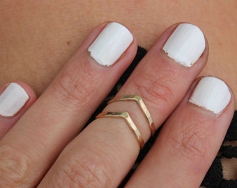 Gold knuckle ring set, gold rings, stacking rings - midi rings, mid finger ring, mid knuckle ring