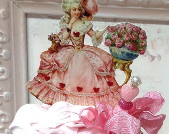 Marie Antoinette Art Doll, Spool Doll, Valentine, Decor, Doll, Altered Art Doll, Art Doll, Marie Antoinette, Altered Art, Altered Doll,