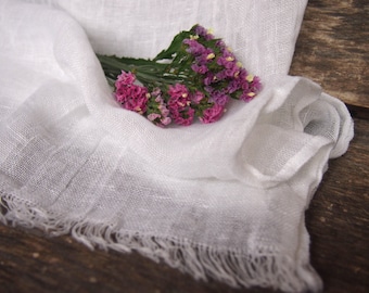 100% White Linen Scarf, Eco Linen, Many Color, Eco Scarf, Women, Men Accessories