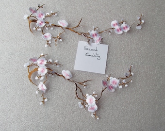 Pink and White Cherry Blossom applique - iron on or sew on - second quality