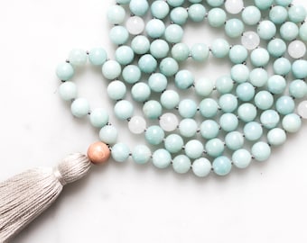 Soothe Mala- mala beads, mala necklace, tassel necklace, mala, amazonite, crystal necklace, gifts for her, gemstone necklace, meditation