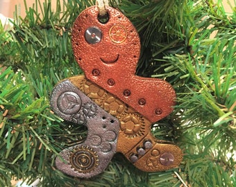 Gingerbread Man Steampunk Christmas Ornament - Industrial Style Holiday Decor large style 3