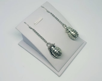 BOOM, earrings, charm silver pomegranate on a silver chain, gift for woman