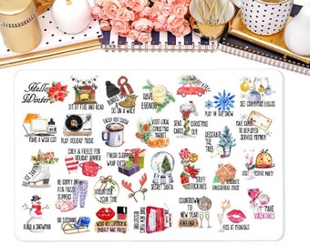 Winter Bucket List Planner Sticker, To do Stickers, Winter Stickers, Holiday Stickers for Erin Condren, Happy Planner and Many more