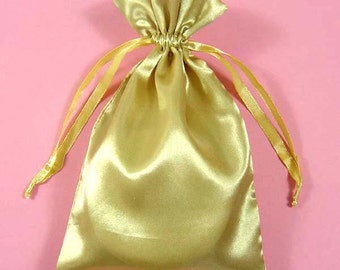 30 Gold Satin Bags with Drawstrings, 3"x4", 4"x6", 5"x8", Gold Jewelry Bags, Jewelry Gift Pouch, Gold Satin Gift Bags, Gift Pouches
