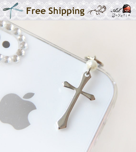 FREE ShippingCross iPhone Earphone Plug. Cell Phone Charm.